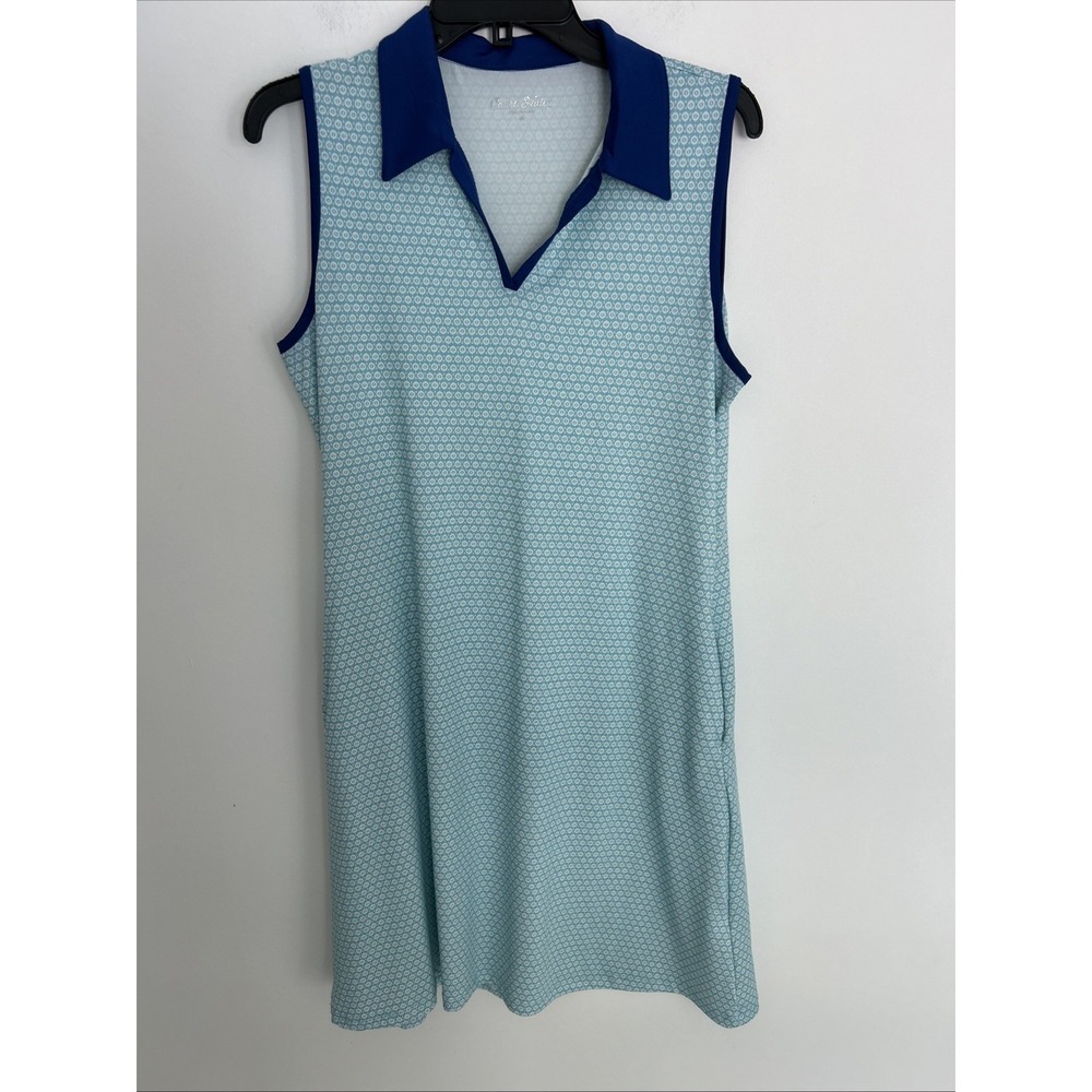 Court‎ Hayley Women's M Sleeveless V-Neck Collar Side Pockets Blue Summer Dress